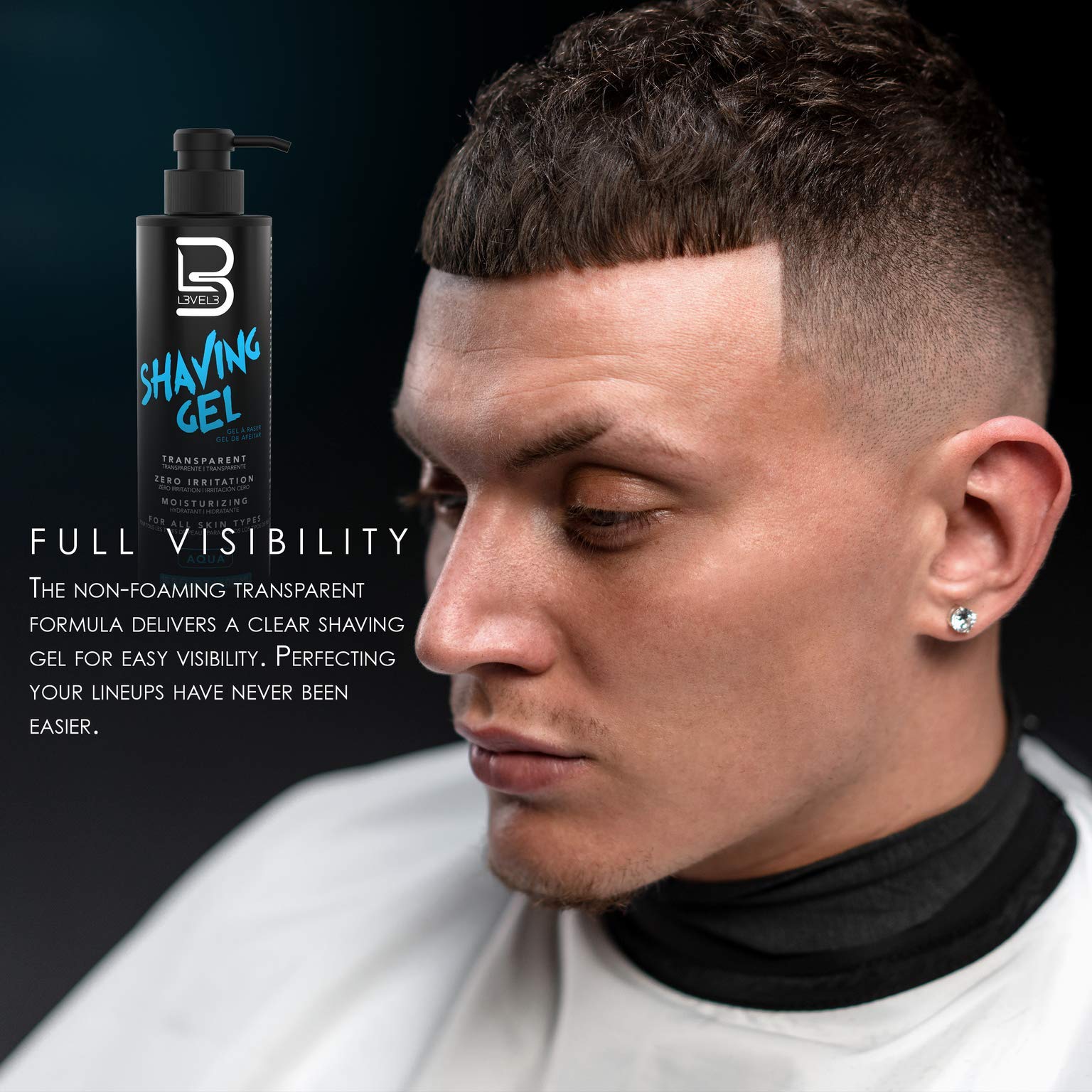 L3 Shaving Gel easy-visibility helps ensure complete coverage during the shave.