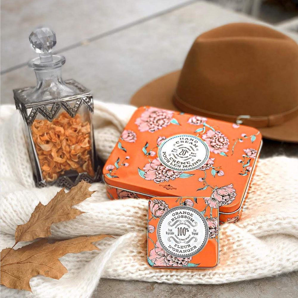 La Chatelaine hand cream trio tin label detail