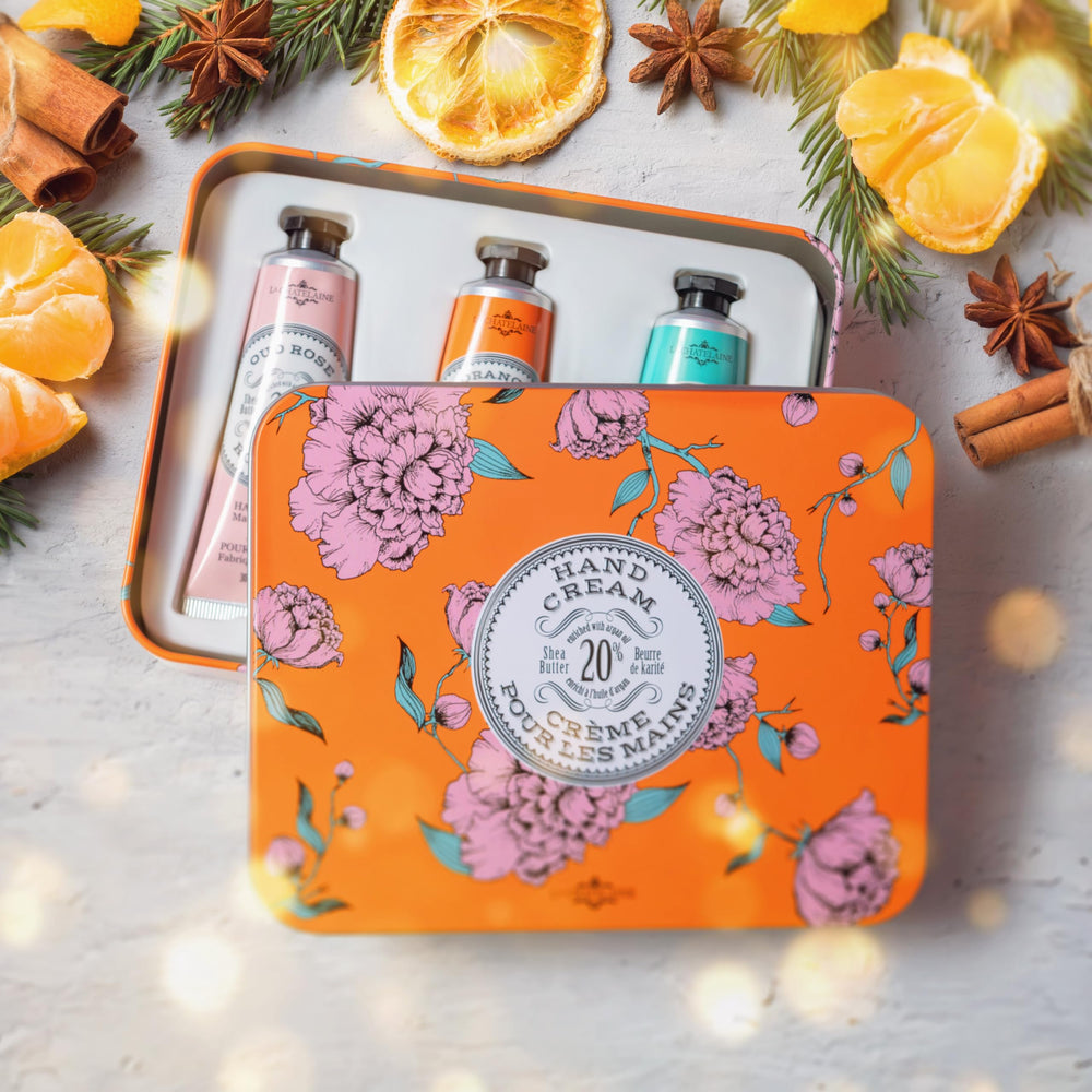 La Chatelaine hand cream trio tin travel-friendly size