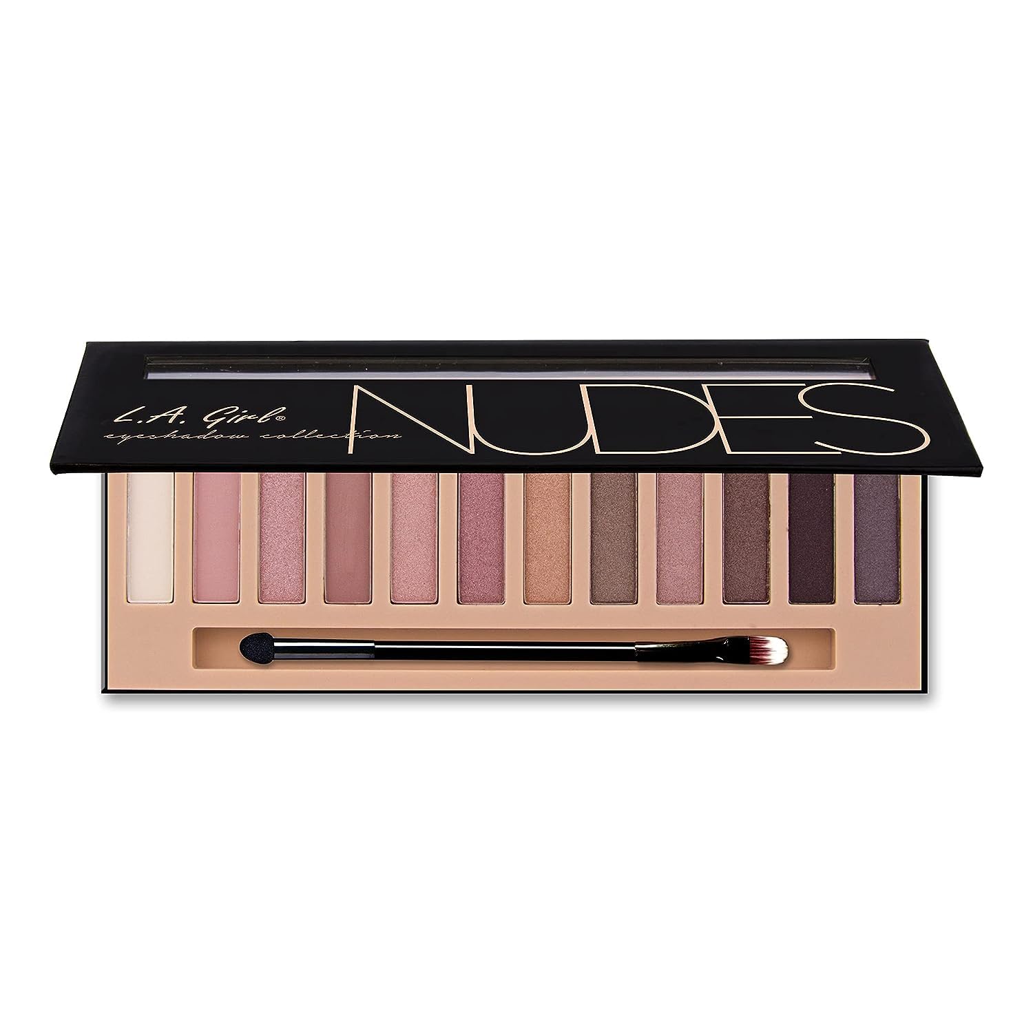 L.A. Girl Beauty Brick Eyeshadow nude double-ended brush included for easy application.