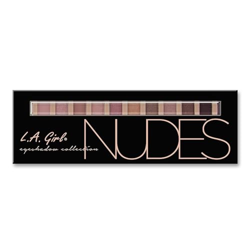 L.A. Girl Beauty Brick Eyeshadow nude matte shades close-up show depth and blendability.