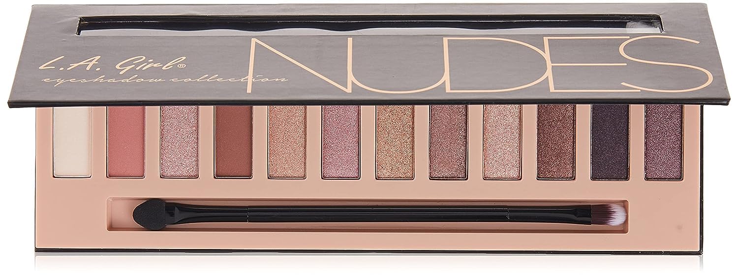 L.A. Girl Beauty Brick Eyeshadow nude palette packaging logo and texture details.