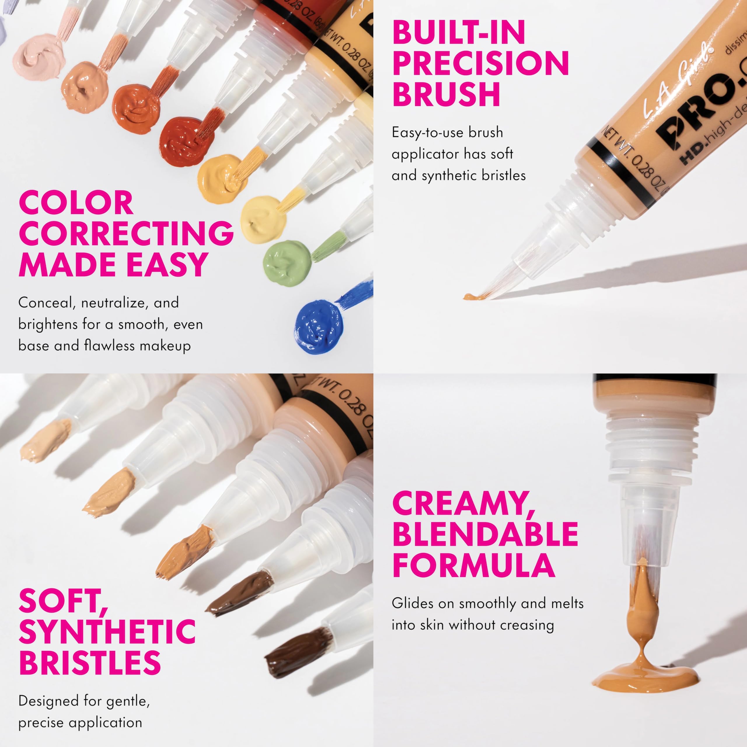 L.A. Girl Pro Conceal cruelty-free badge highlights animal-friendly formula.