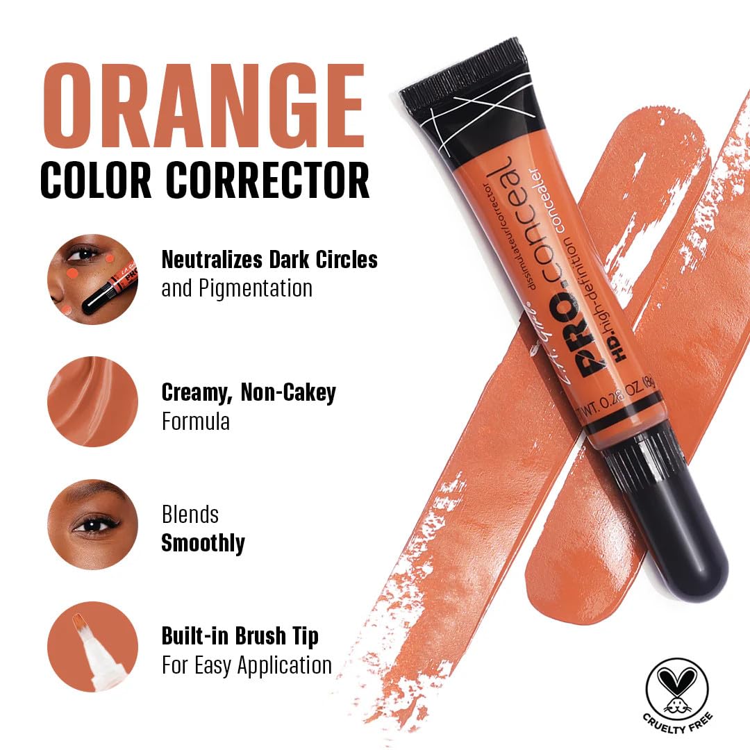 L.A. Girl Pro Conceal orange corrector applicator enables precise, mess-free application.