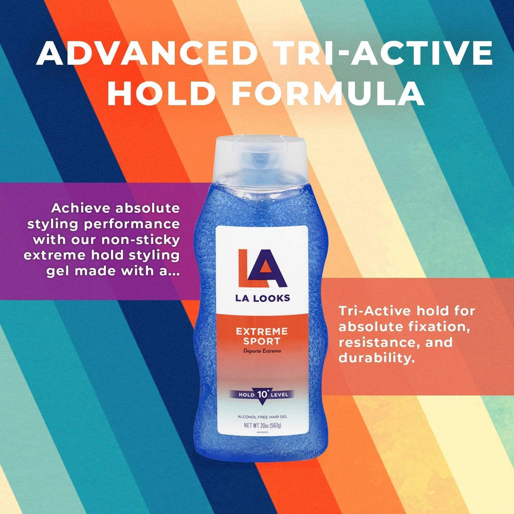 Hair styling result demonstrating durable hold with LA Looks Extreme Sport Gel