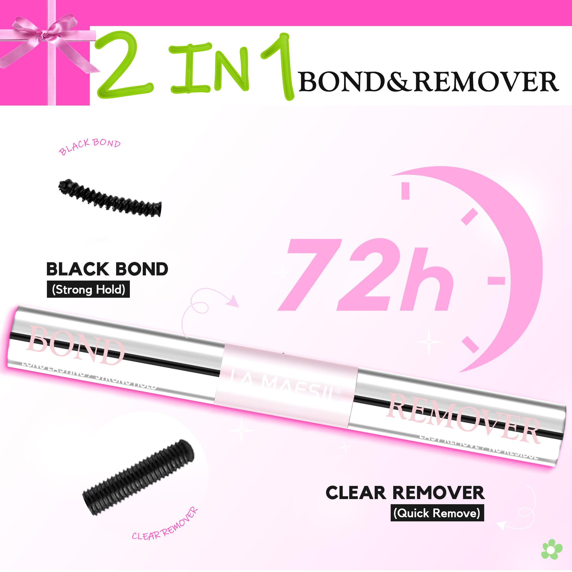 La Maesii Lash Bond spiral brush close-up for easy application and removal