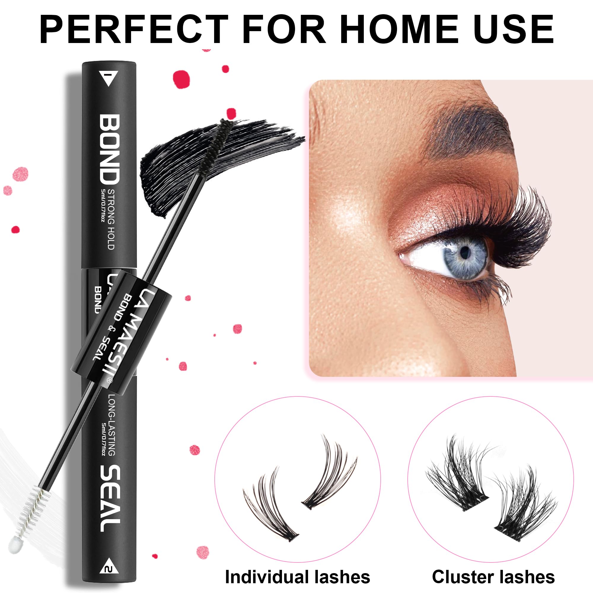La Maesii lash cluster glue supports safe lash extensions application.