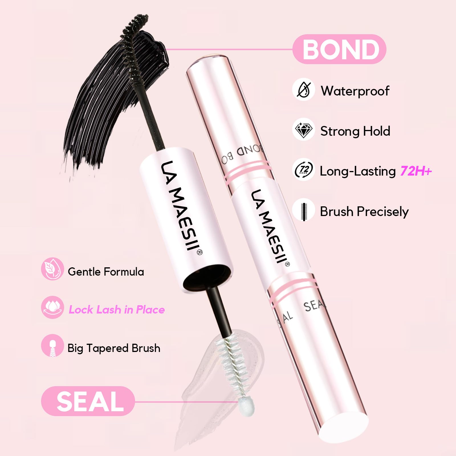 La Maesii lash glue remover brush detail highlighting easy adhesive removal