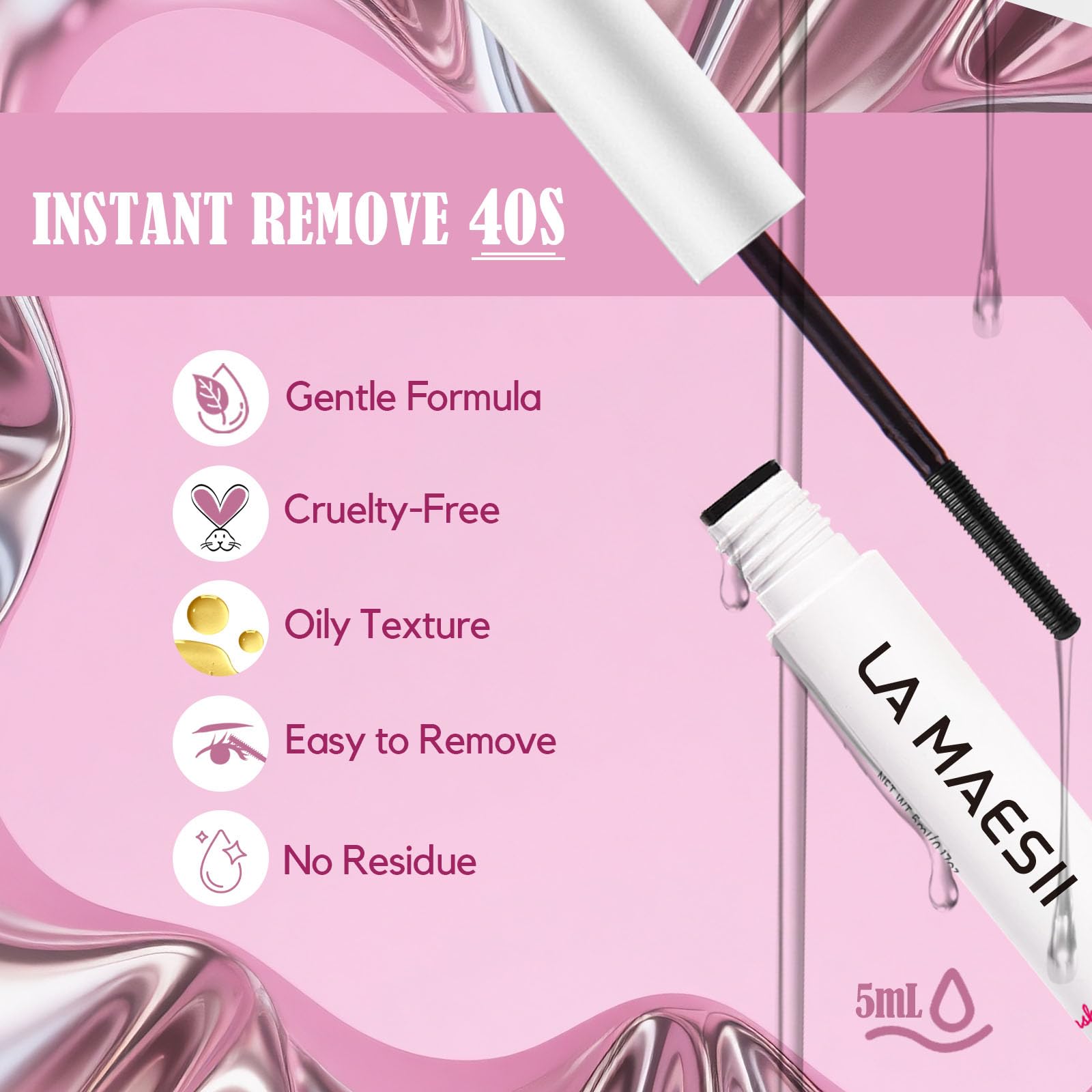 La Maesii Lash Remover spiral brush enables precise application
