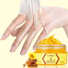 La Milee mascarilla manos leche miel, peeling suave para hidratación.
