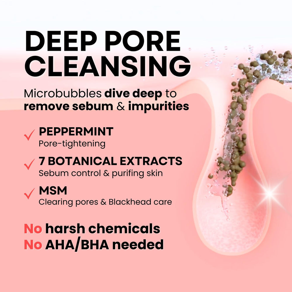 La Noubelle MPC Bubble Foam on skin demonstrates deep cleansing without stripping moisture.