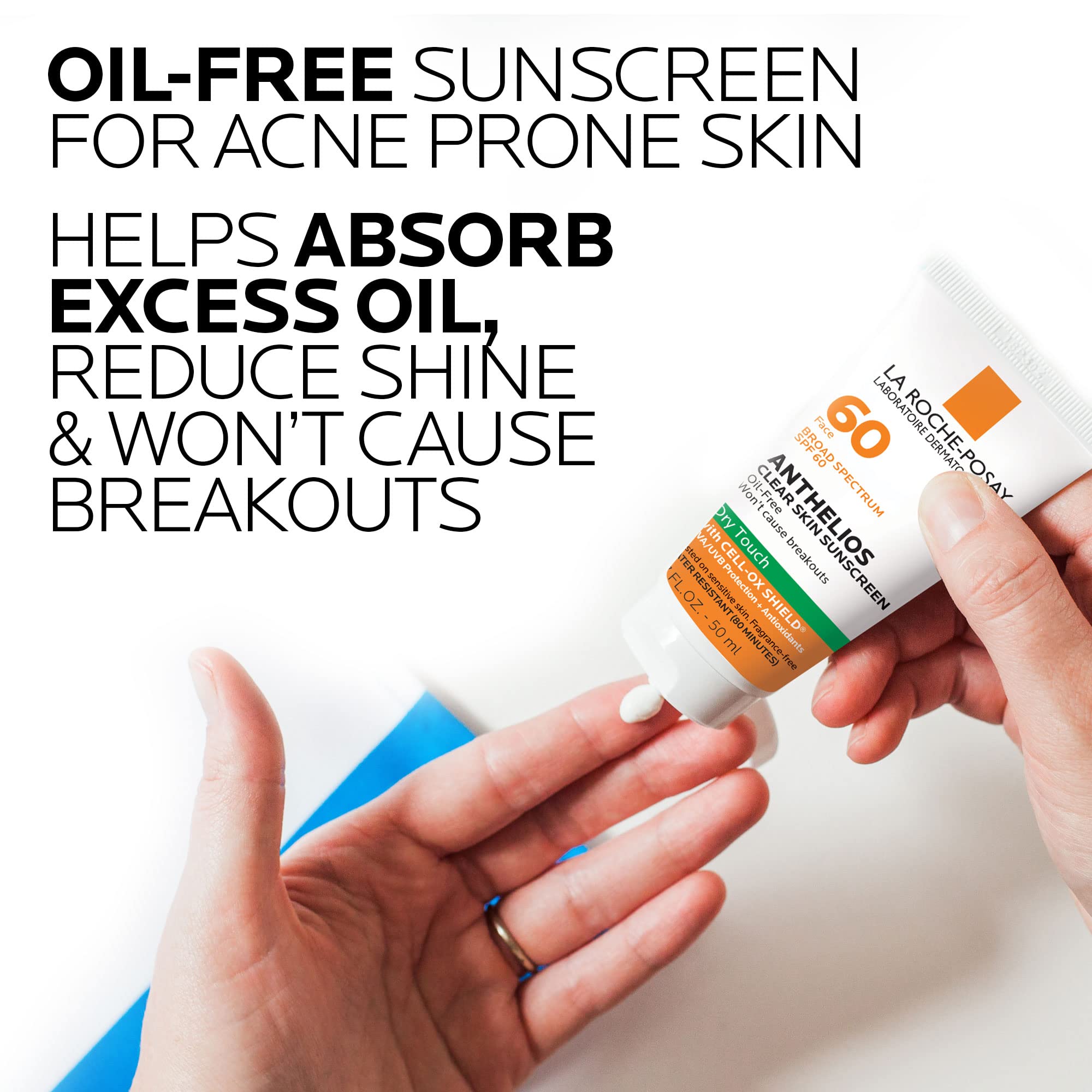 La Roche-Posay Anthelios, absorción de aceite con complejo absorbente para piel con brillo.