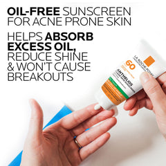 La Roche-Posay Anthelios, absorción de aceite con complejo absorbente para piel con brillo.