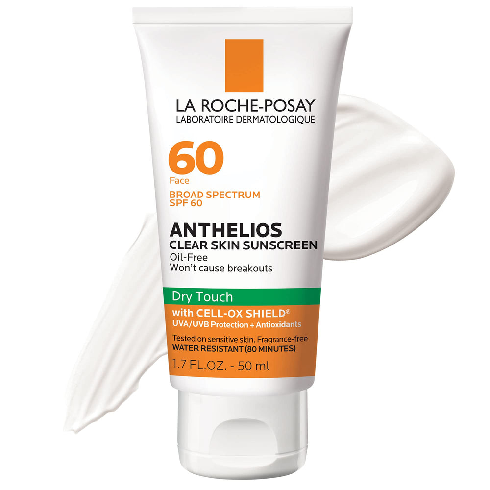 La Roche-Posay Anthelios Clear Skin, botella cerrada, protector solar facial mate para piel grasa.