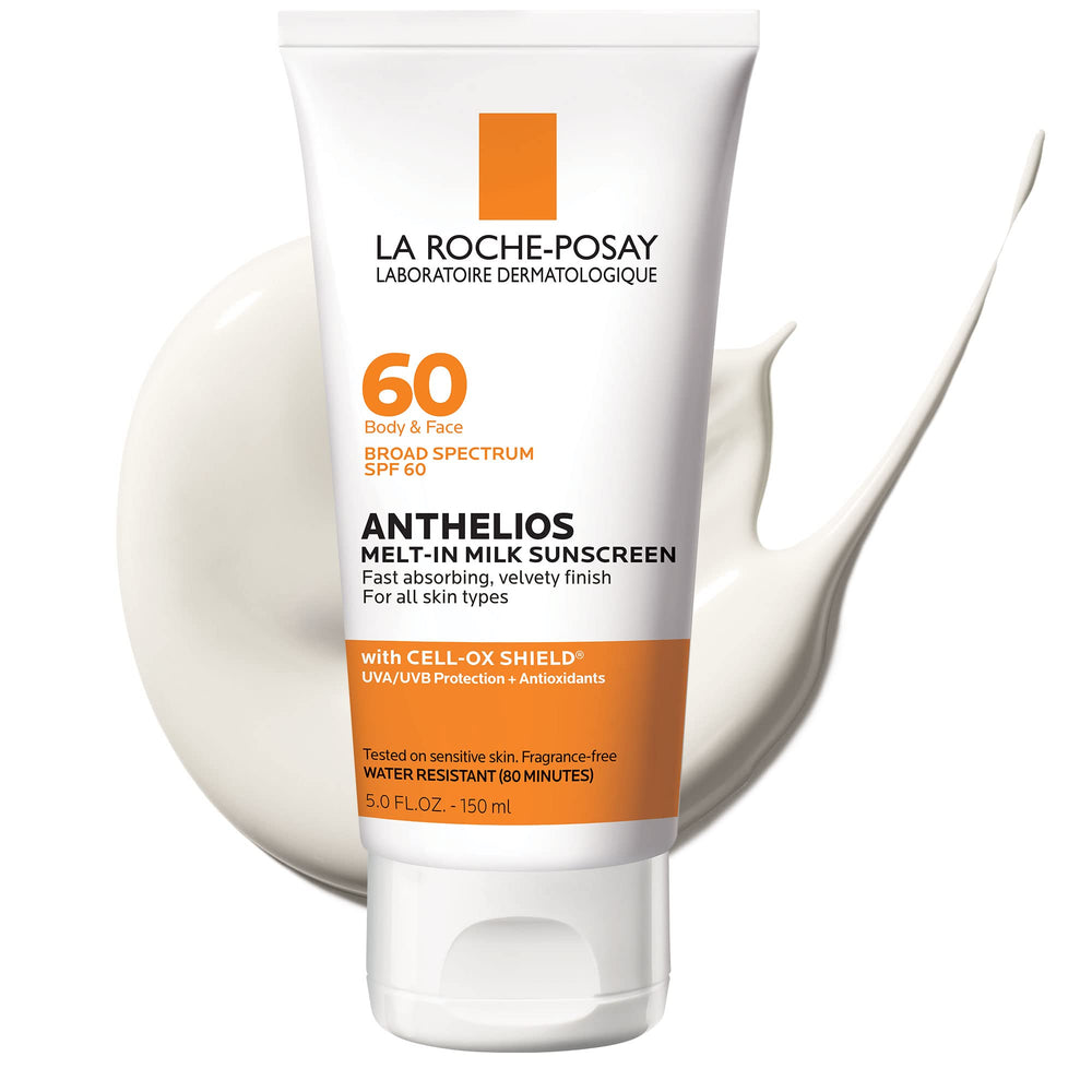 La Roche-Posay Anthelios Melt-In Milk sunscreen bottle pour for easy application.