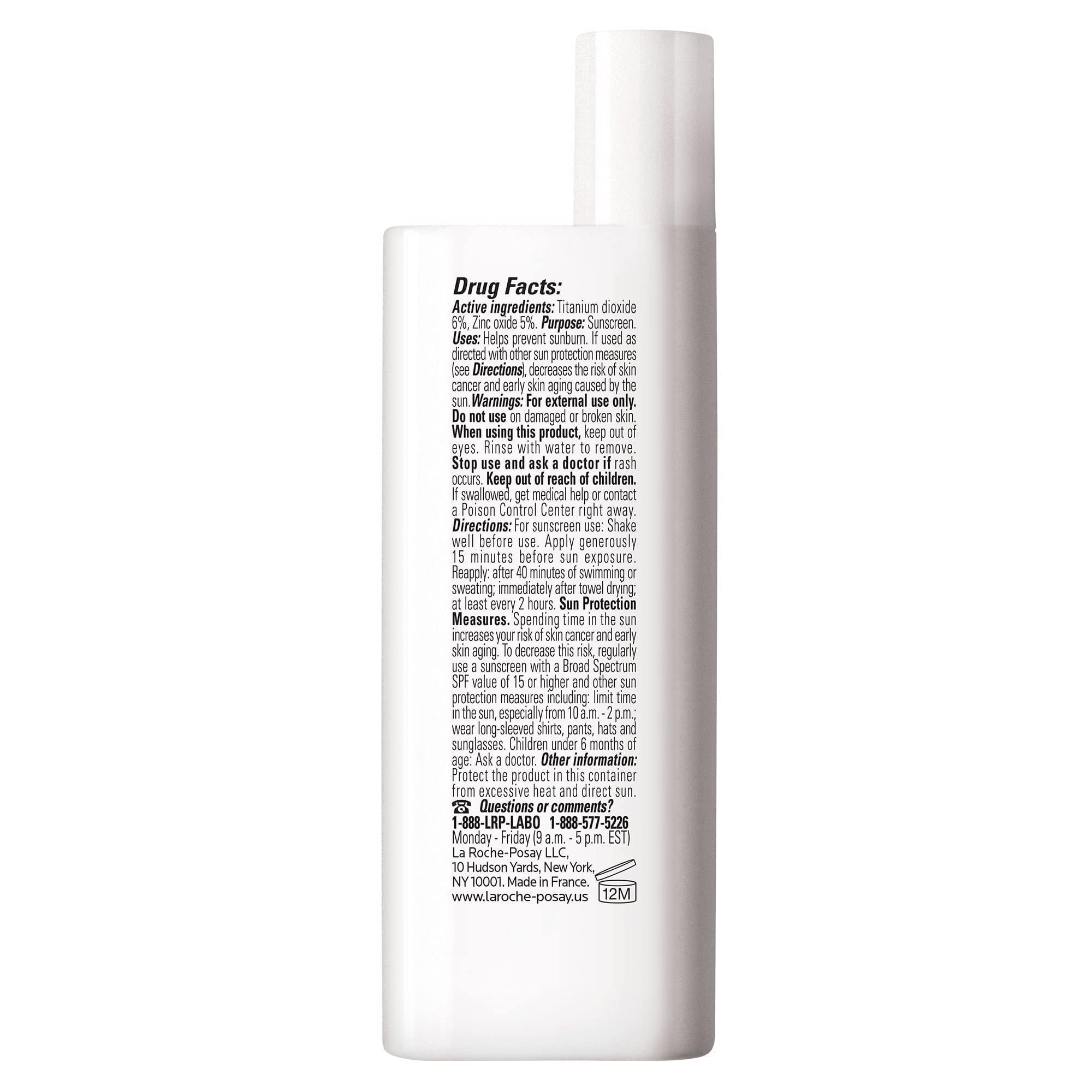 La Roche-Posay Anthelios mineral sunscreen dermatologist-tested badge.