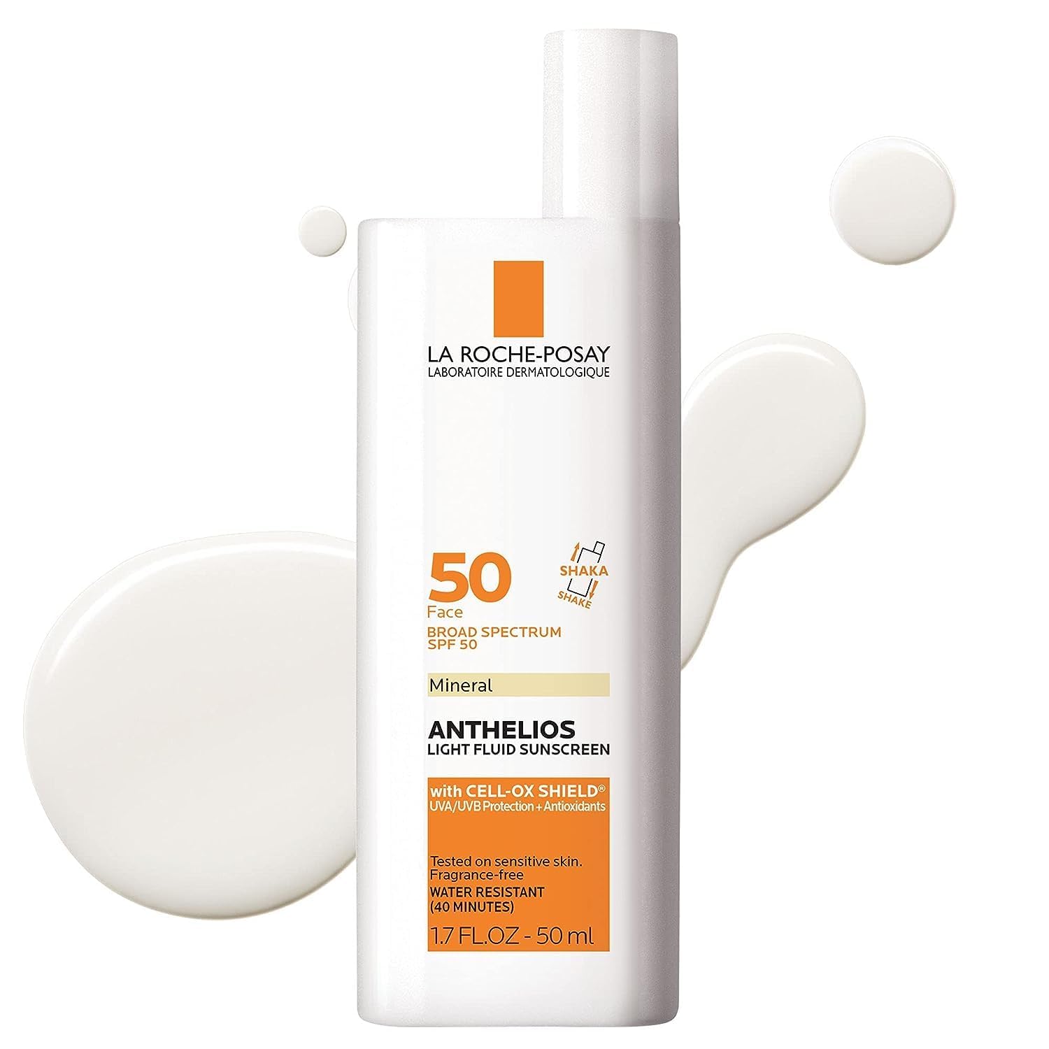 La Roche-Posay Anthelios mineral sunscreen bottle offering daily SPF 50 protection.