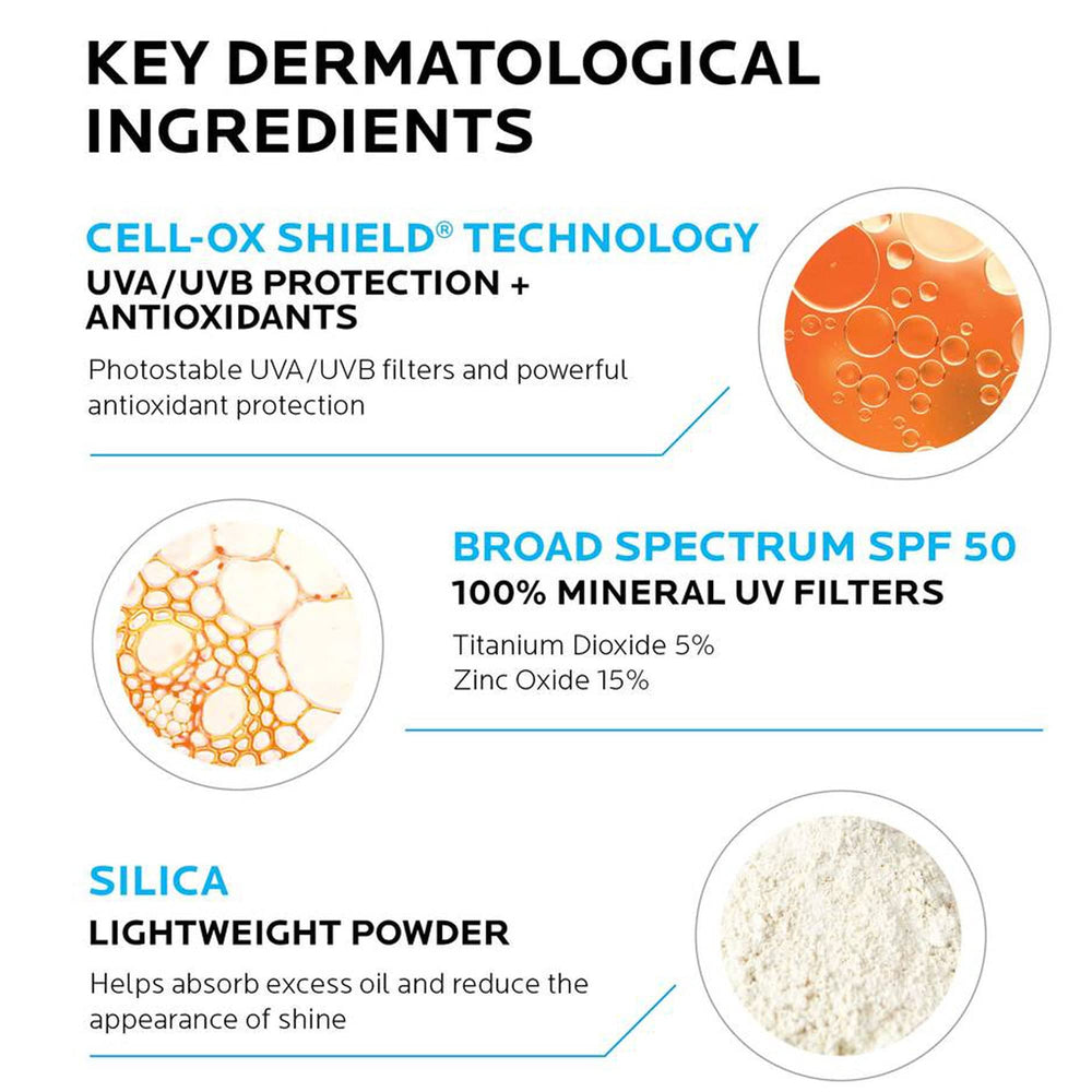 La Roche-Posay Anthelios mineral sunscreen features zinc oxide filter for broad coverage.