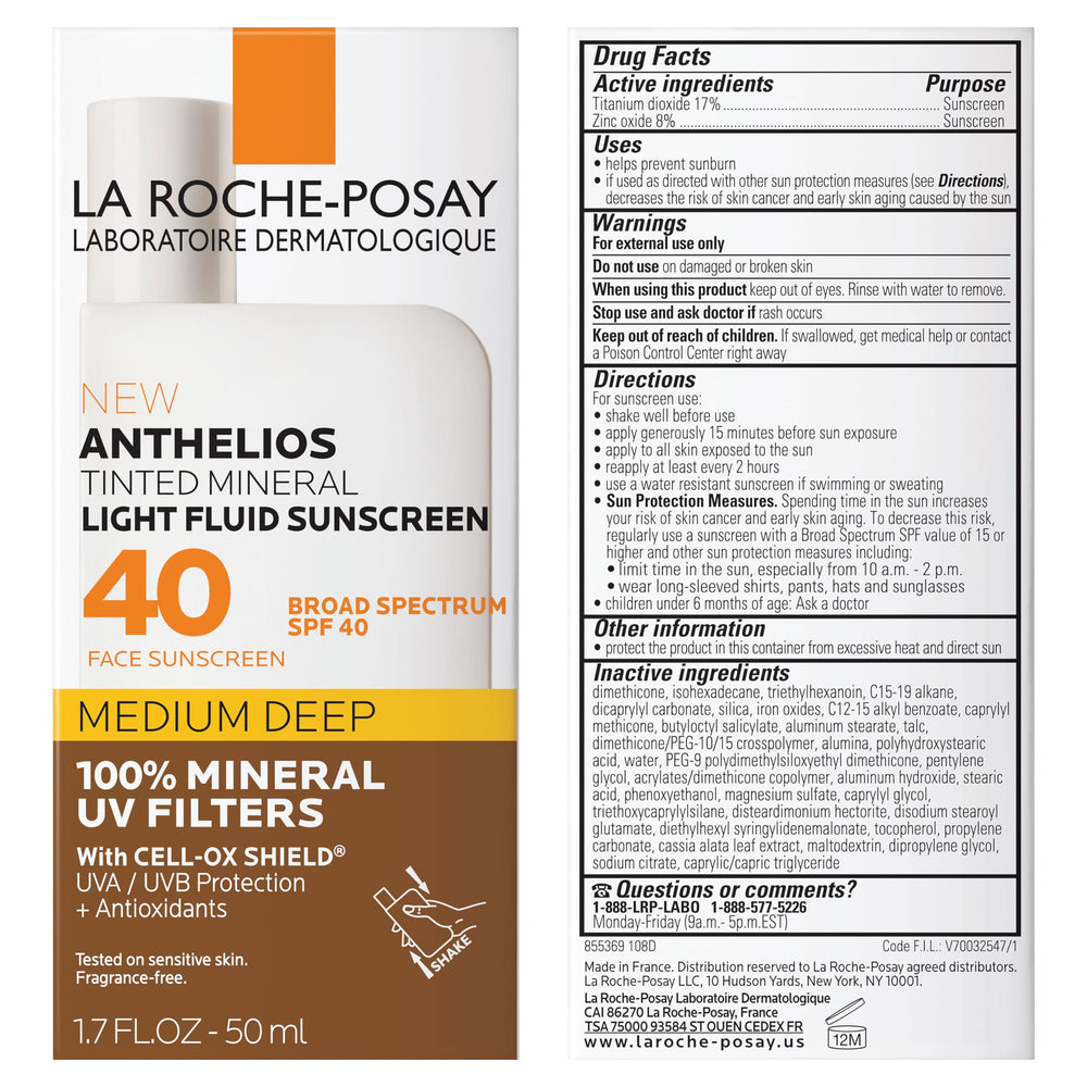 La Roche-Posay Anthelios tinted sunscreen face application shows a smooth base for makeup.