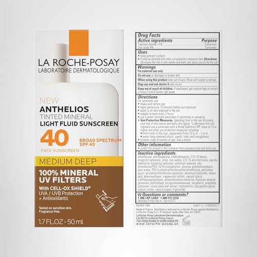 La Roche-Posay Anthelios tinted sunscreen water resistance up to 40 minutes.