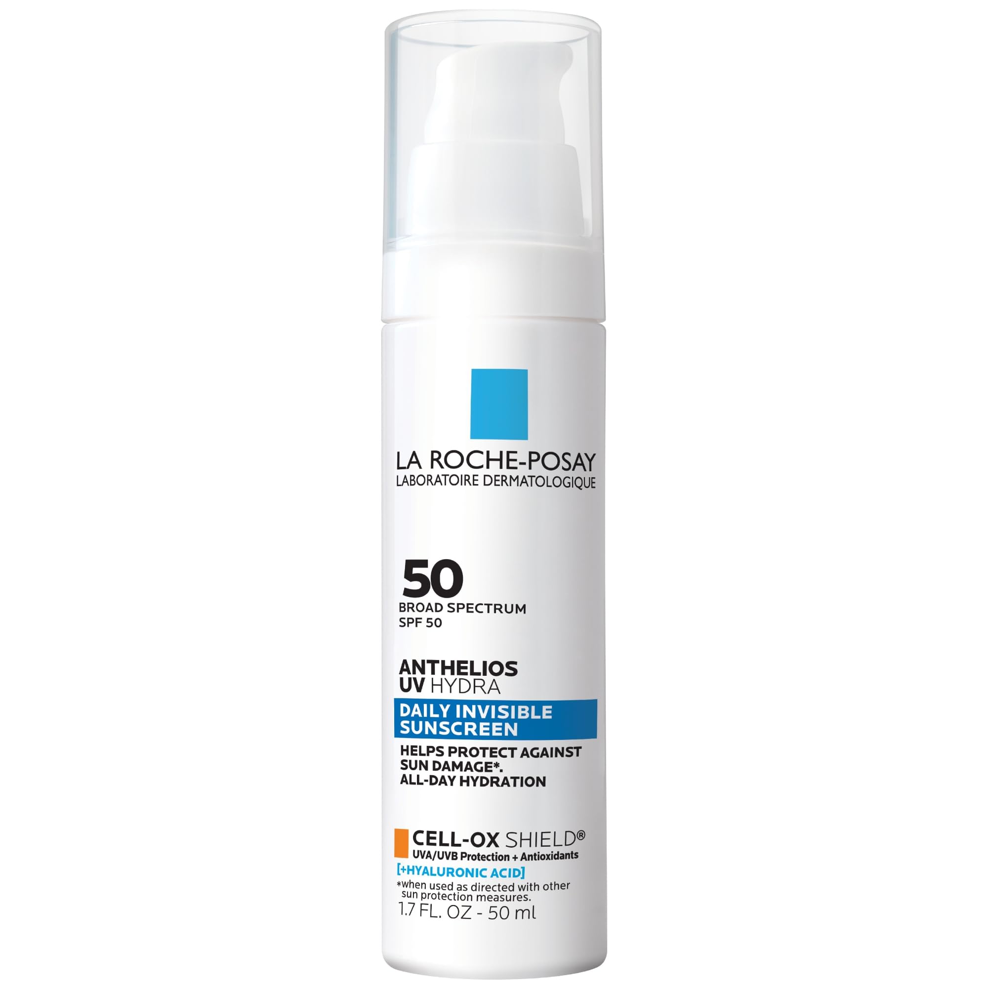 La Roche-Posay Anthelios UV Hydra Sunscreen bottle for daily, travel-friendly protection.