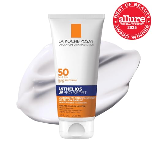 Applying La Roche-Posay Anthelios UV Pro-Sport on the face for invisible, breathable protection during workouts.