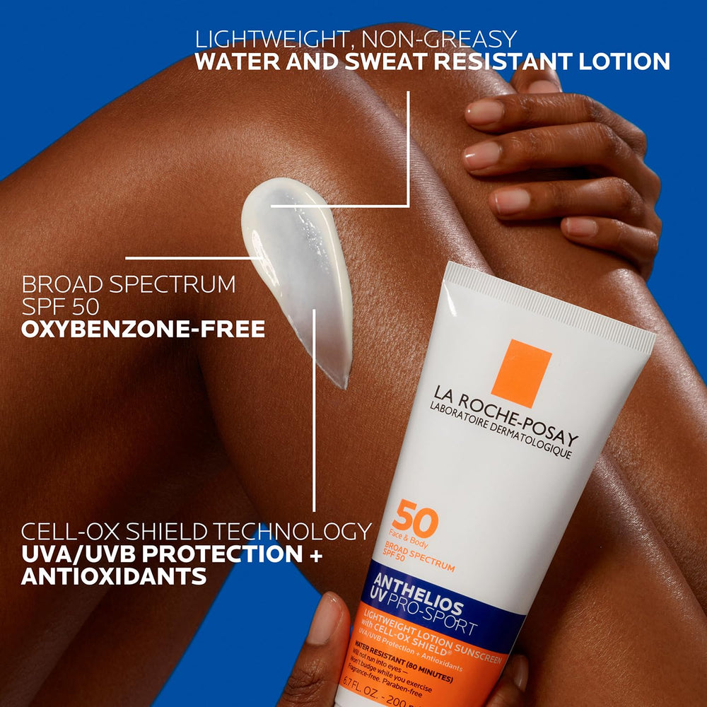 Non-greasy texture of La Roche-Posay Anthelios UV Pro-Sport for comfortable wear during exercise.