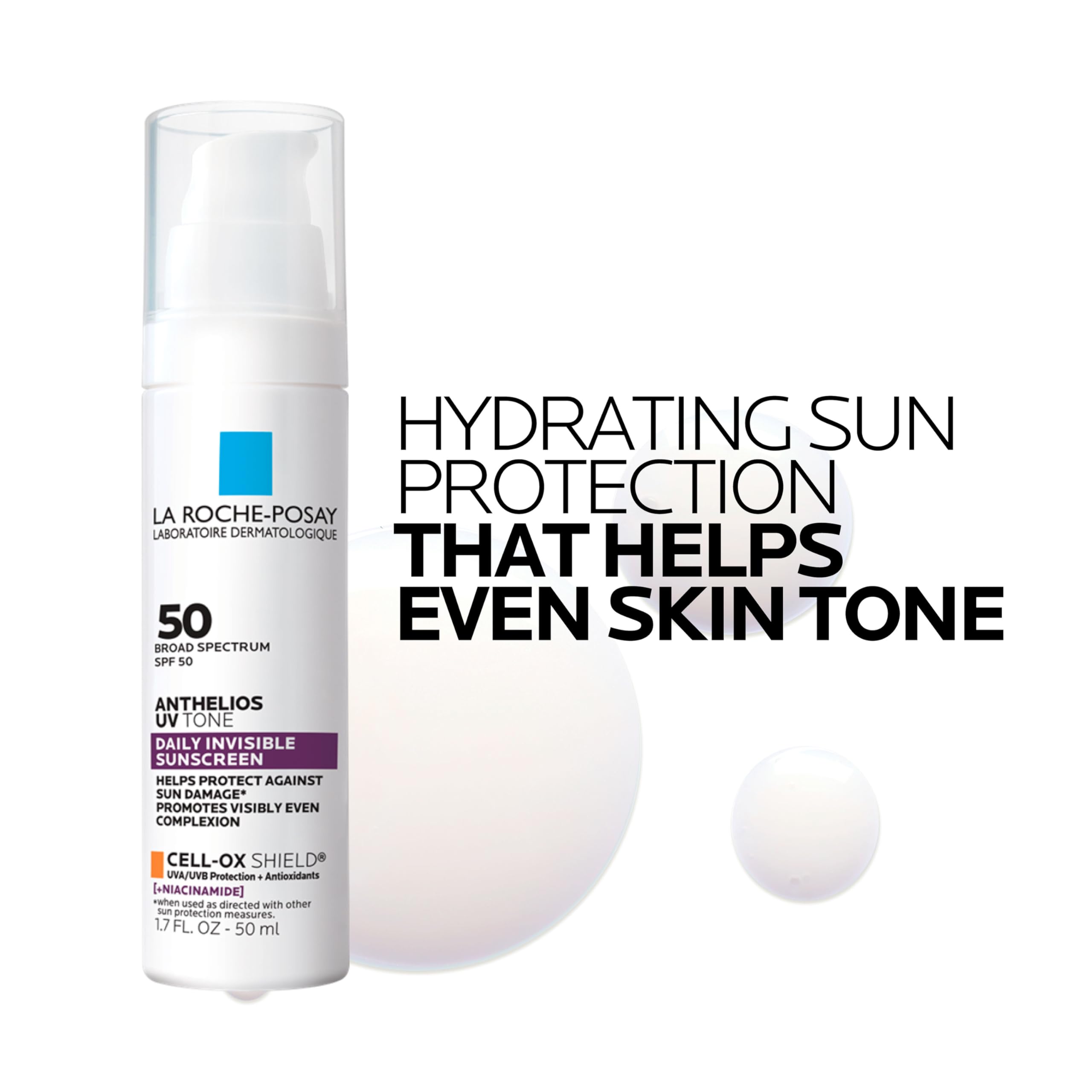 La Roche-Posay Anthelios UV Tone applied on skin yields glow and even tone.
