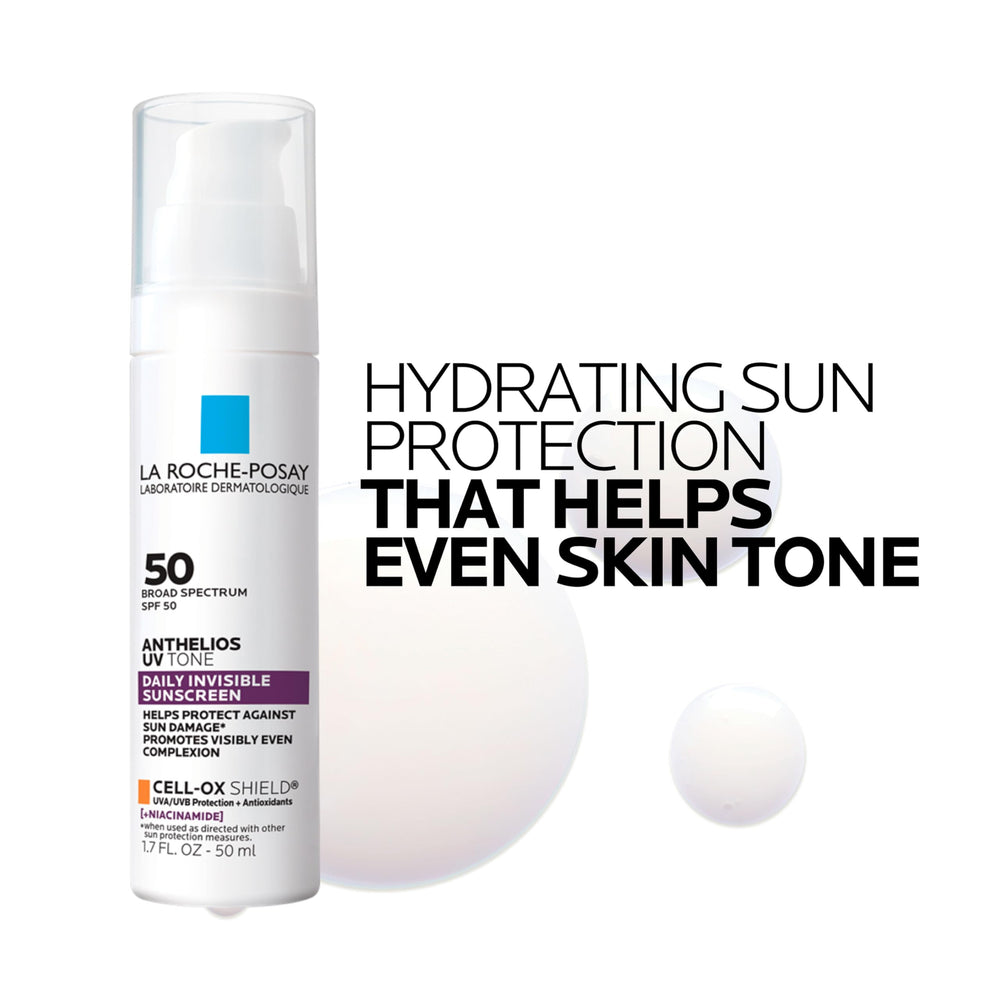 La Roche-Posay Anthelios UV Tone applied on skin yields glow and even tone.