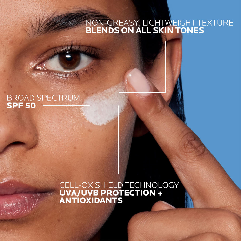 La Roche-Posay Anthelios UV Tone sunscreen texture swirl reveals barely-there finish.