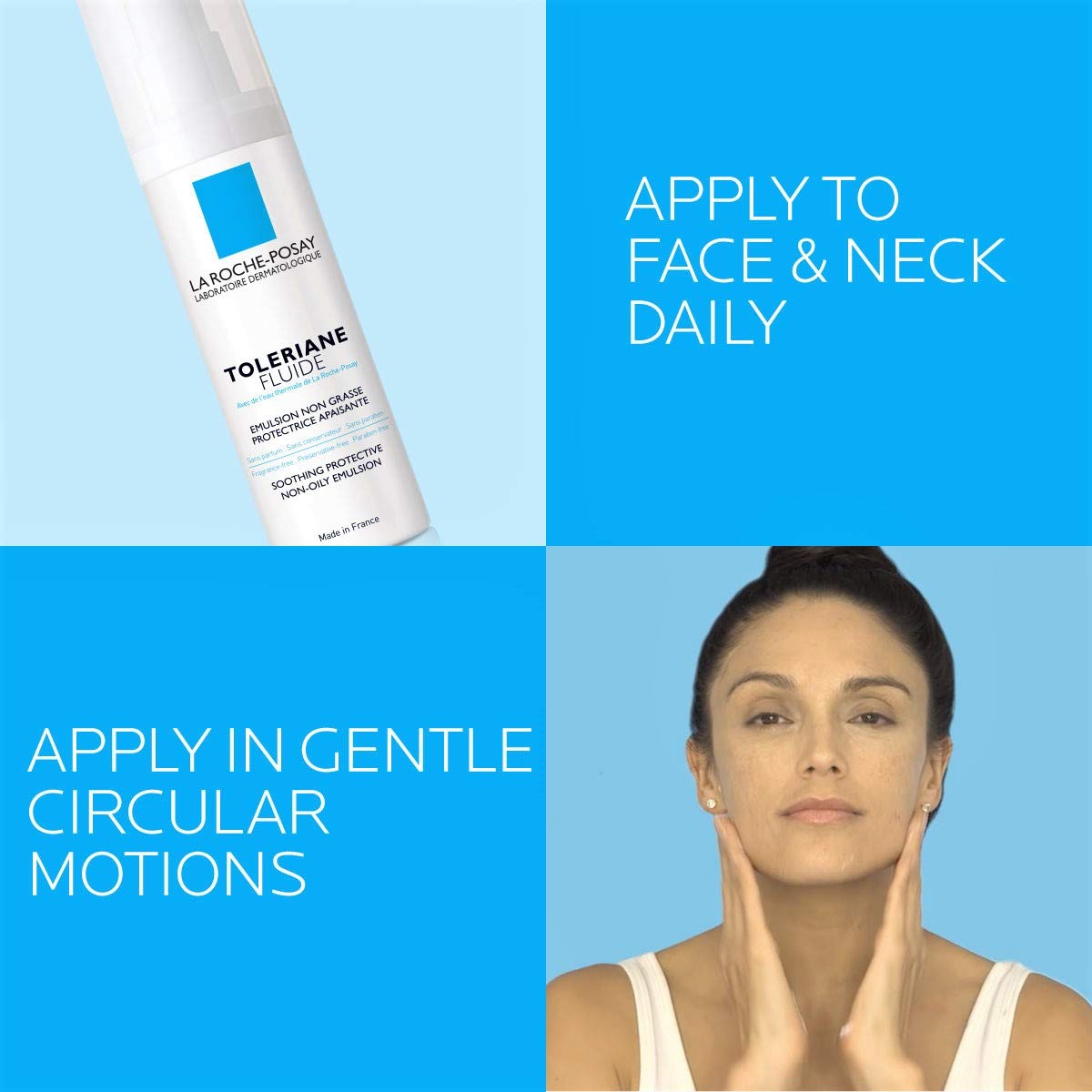 La Roche-Posay application on face and neck for daily hydration