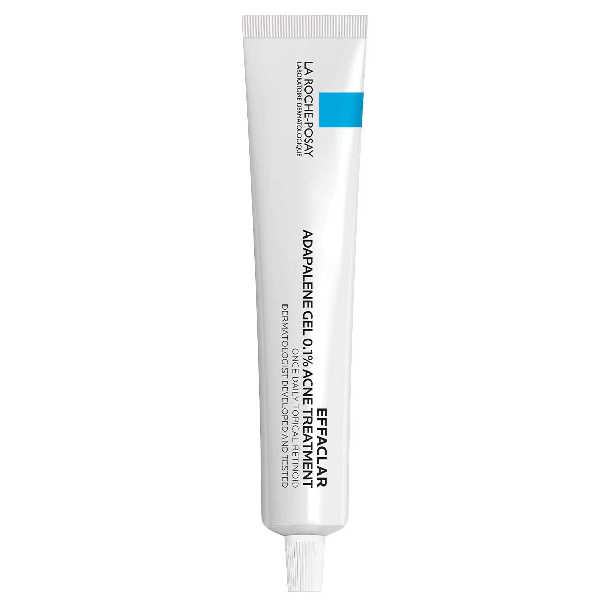 Gel on the cheek demonstrates even, full-face use for acne-prone skin.