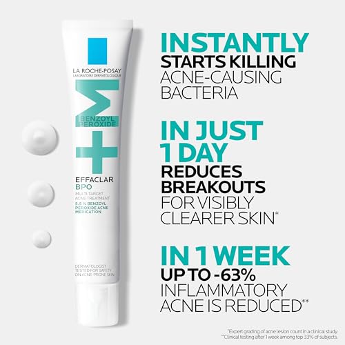 Effaclar BPO packaging box displays dermatologist-tested credentials and fragrance-free formula