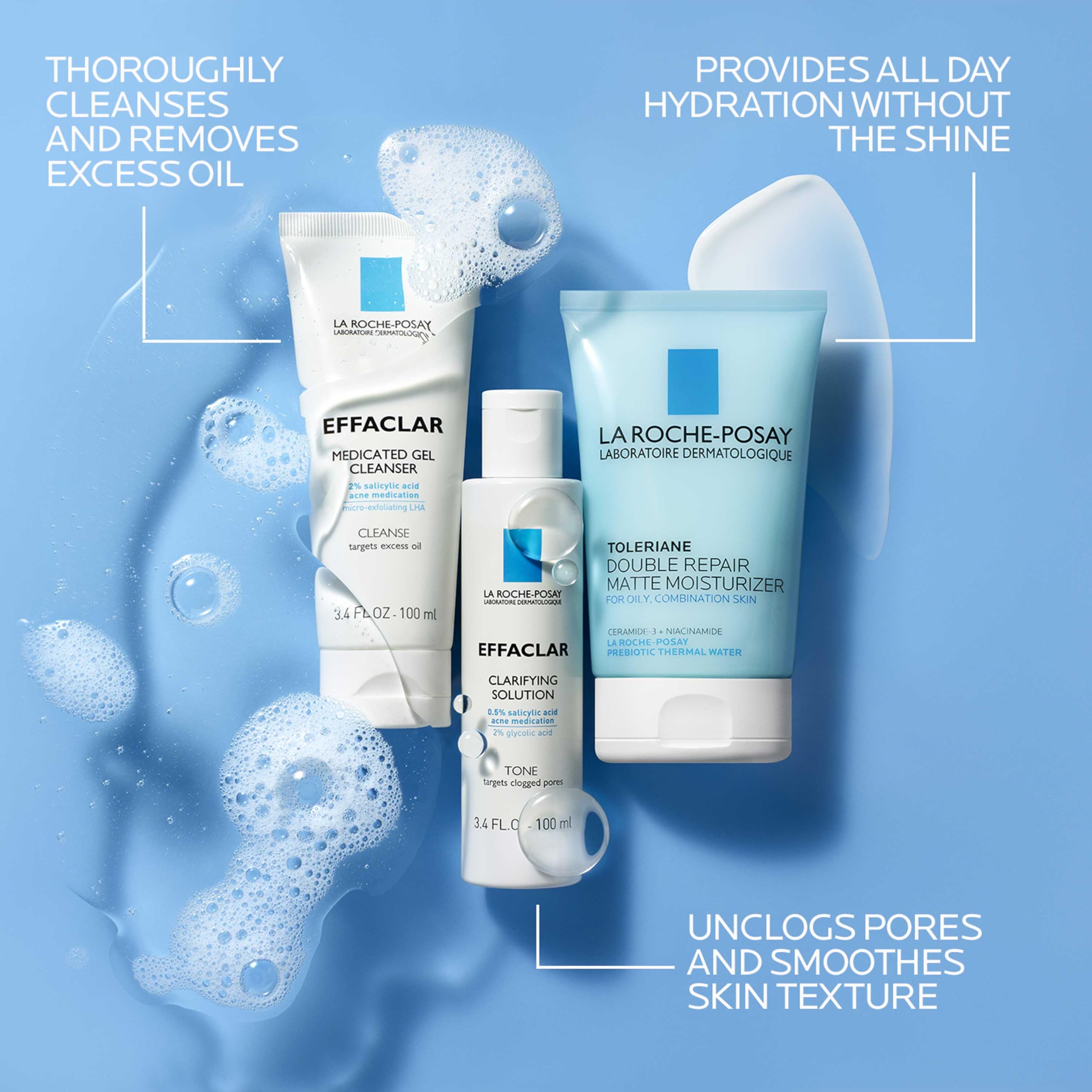 La Roche-Posay Effaclar cleanser close-up with salicylic acid for deep cleansing