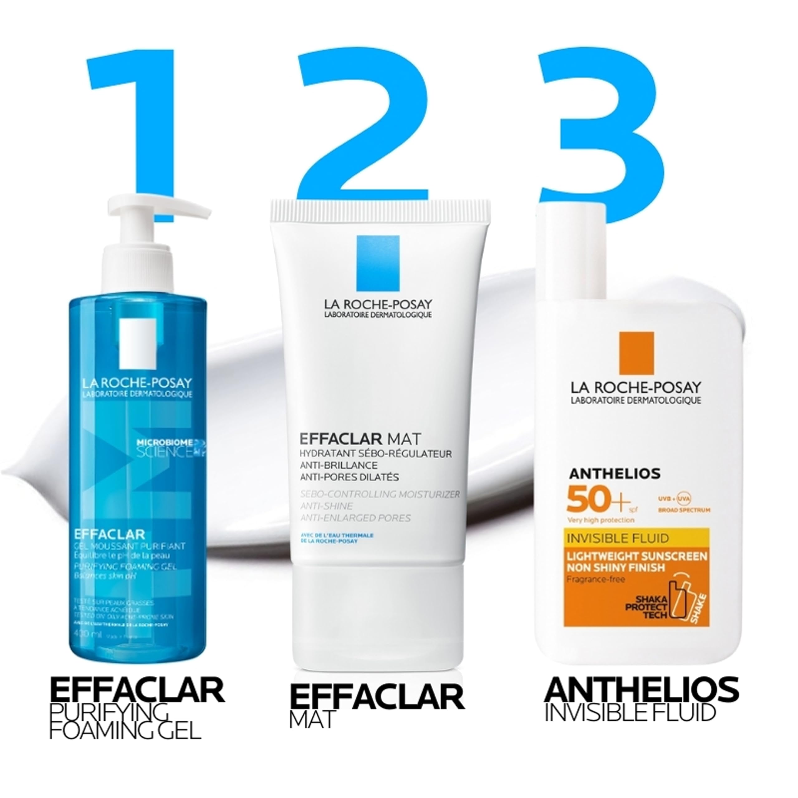 La Roche-Posay Effaclar Mat ingredients closeup lists key actives like LHA and perlite.