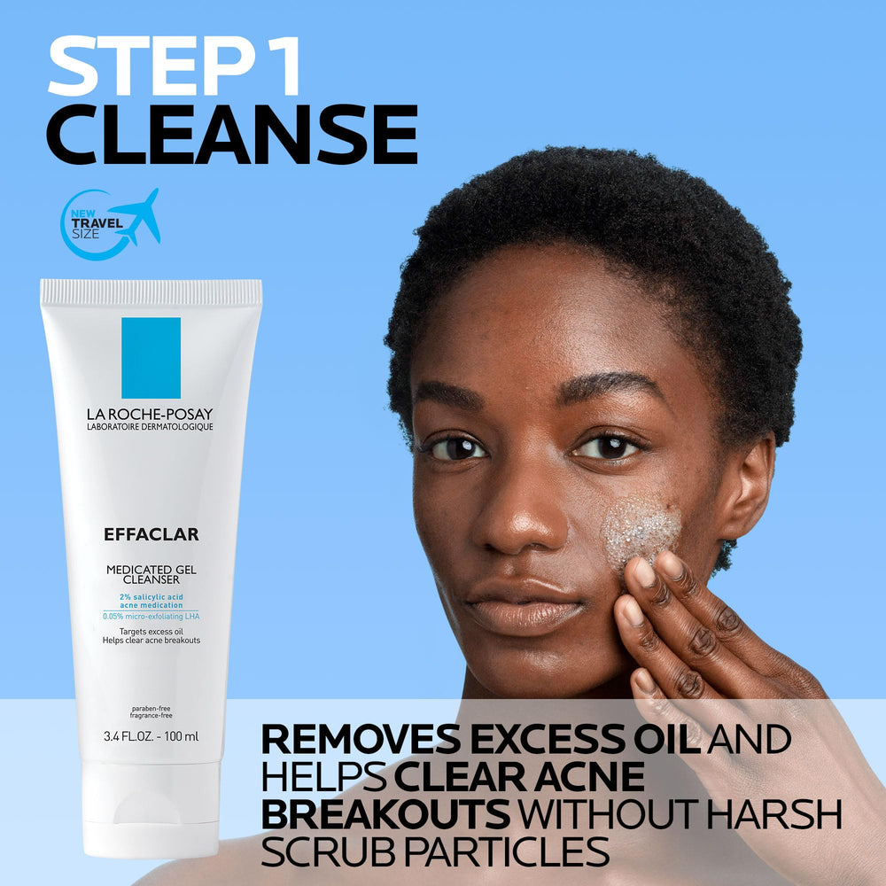 La Roche-Posay Effaclar Medicated Cleanser tube cleans pores with gentle salicylic acid.