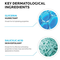 La Roche-Posay Effaclar pores close-up emphasizes visible pore minimization.