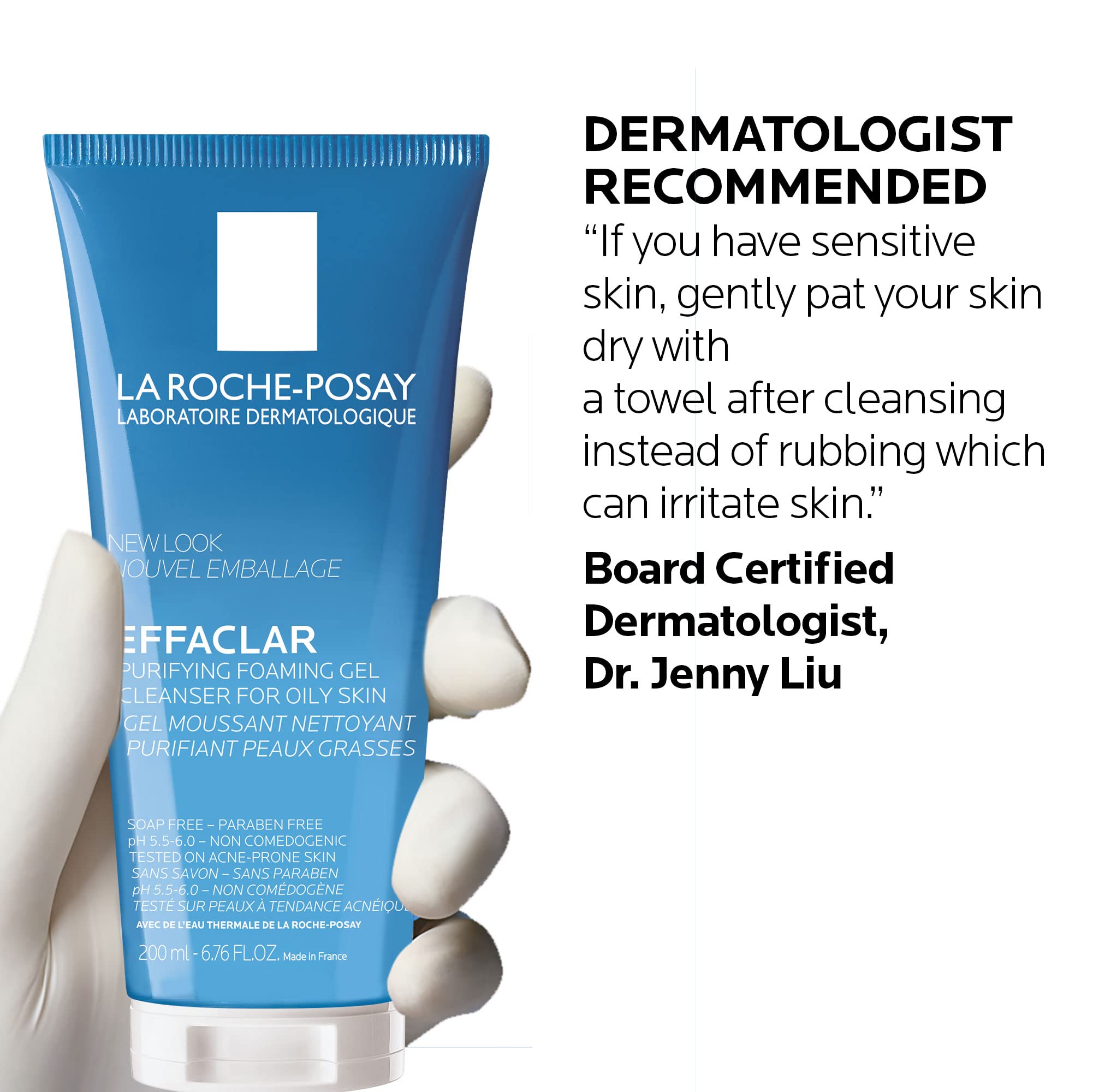 La Roche-Posay Effaclar sensitive skin usage demonstration.