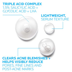 La Roche-Posay Effaclar texture close-up highlights micro-exfoliation for smoother skin.