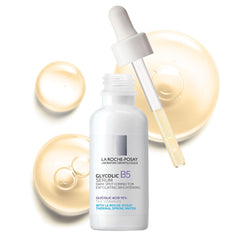 La Roche-Posay glycolic serum bottle highlighting brightening potential for even skin tone.