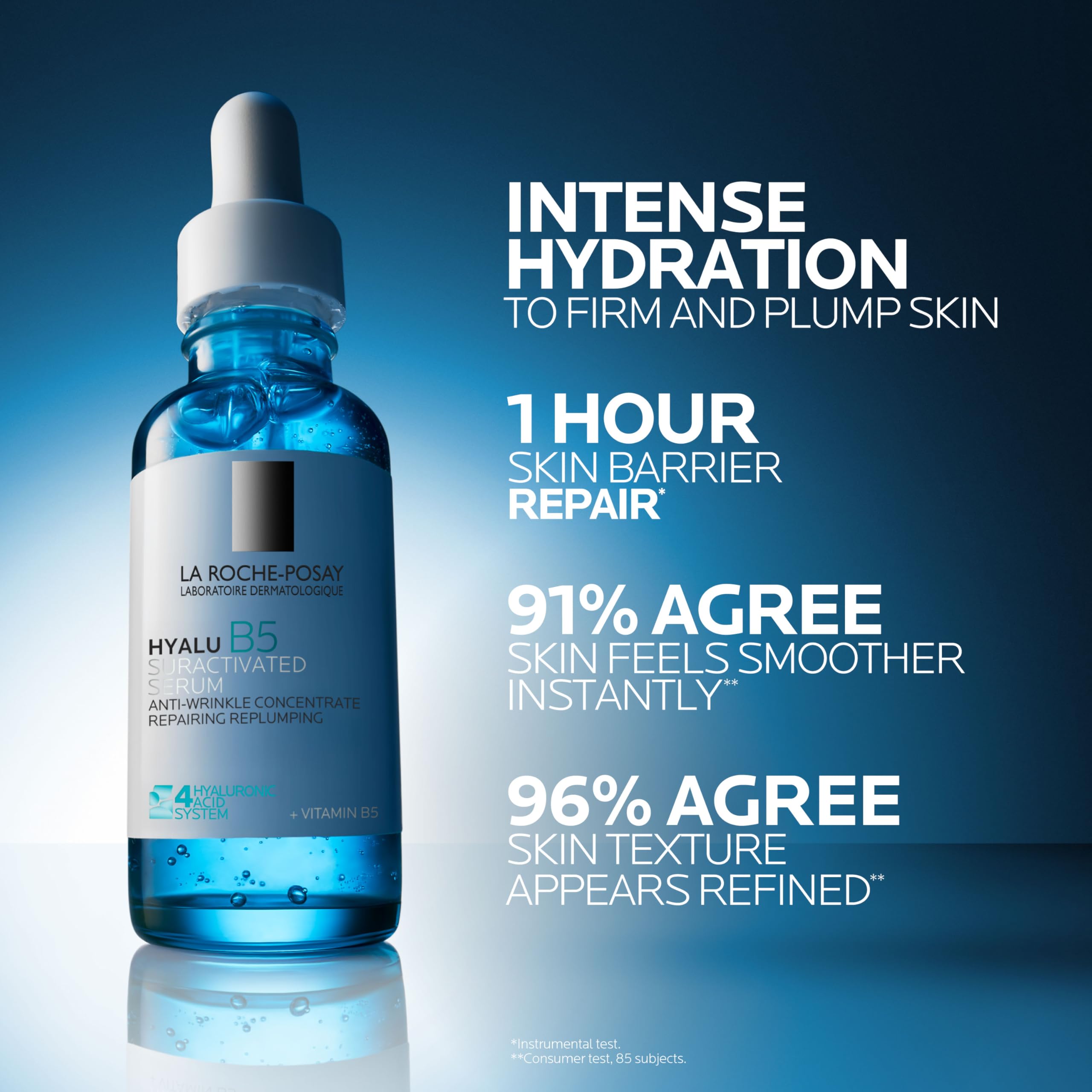 La Roche-Posay Hyalu B5 bottle with label graphic communicates barrier-friendly hydration