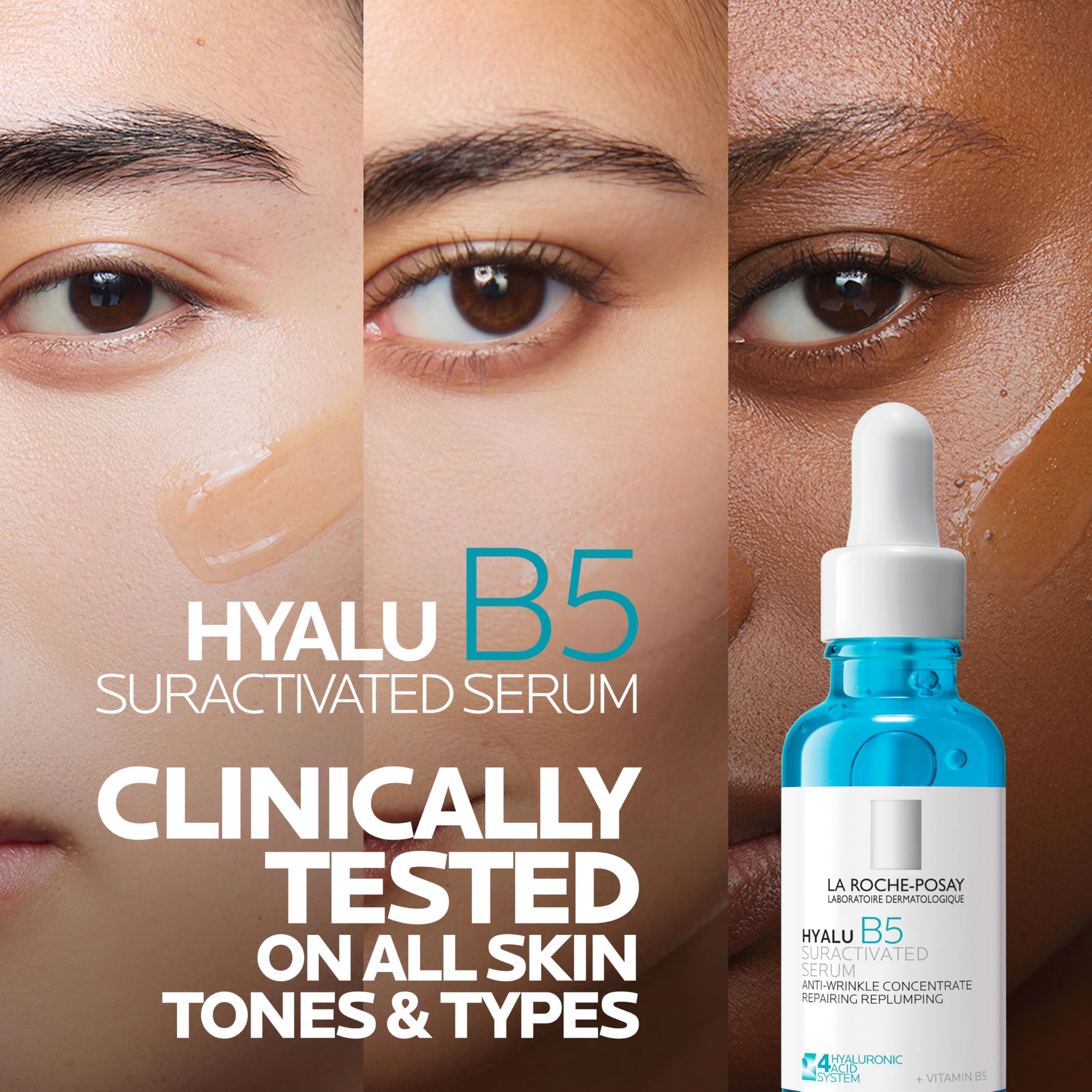 La Roche-Posay Hyalu B5 skin plump effect on model cheek