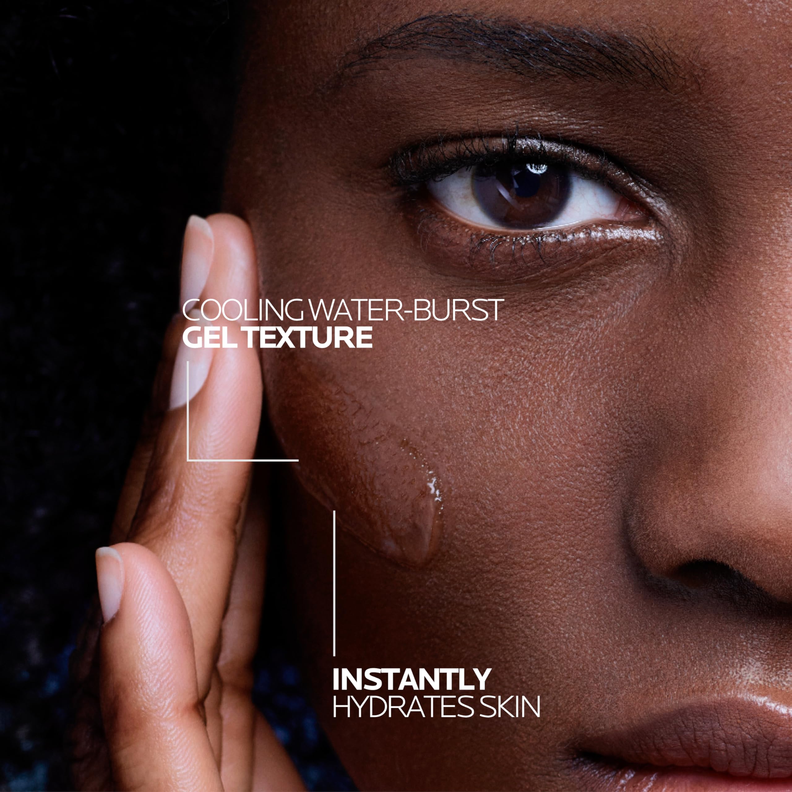 La Roche-Posay Hyalu B5 Water Gel close-up shows light, non-greasy texture.