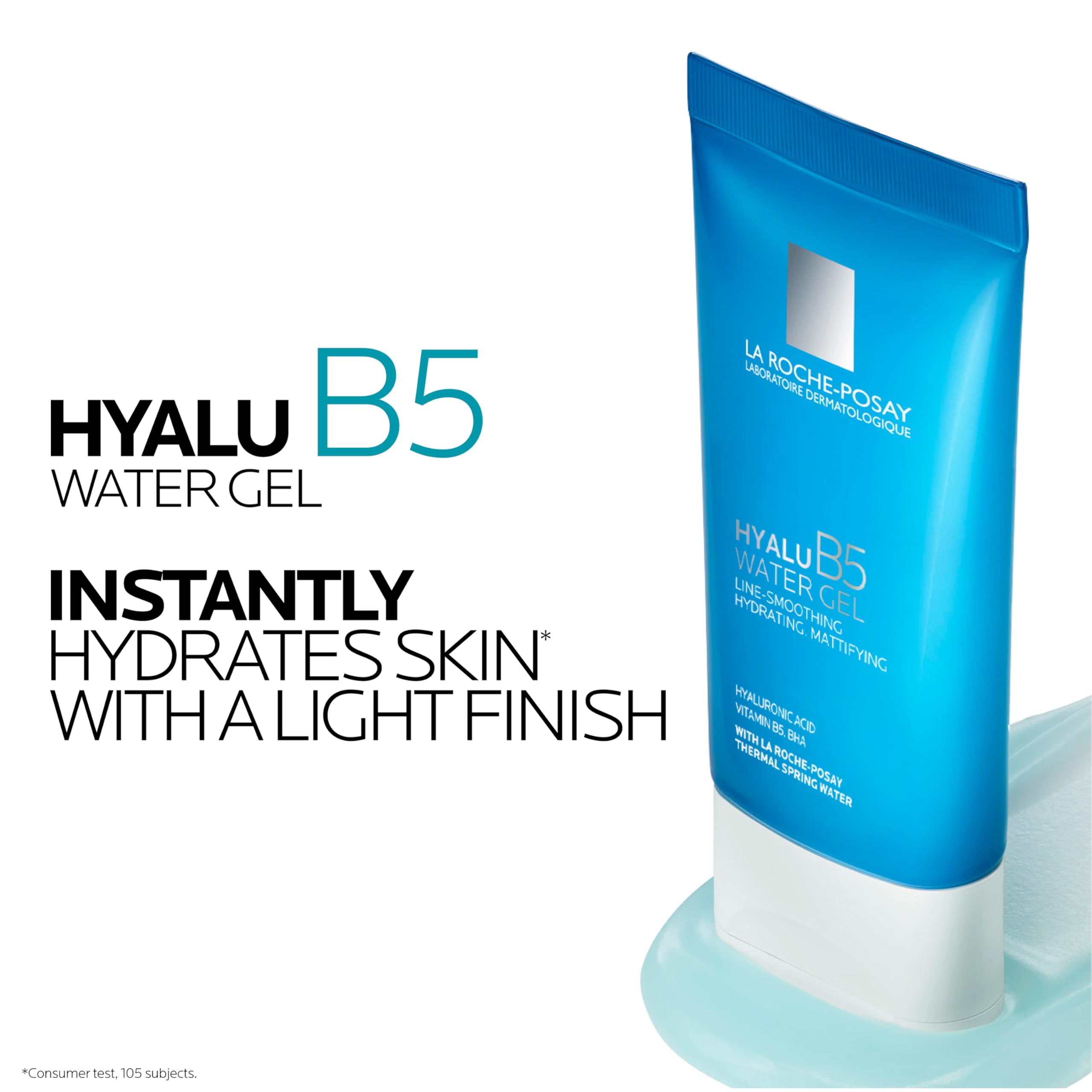 La Roche-Posay Hyalu B5 Water Gel on skin highlights smooth, hydrated, shine-free complexion.