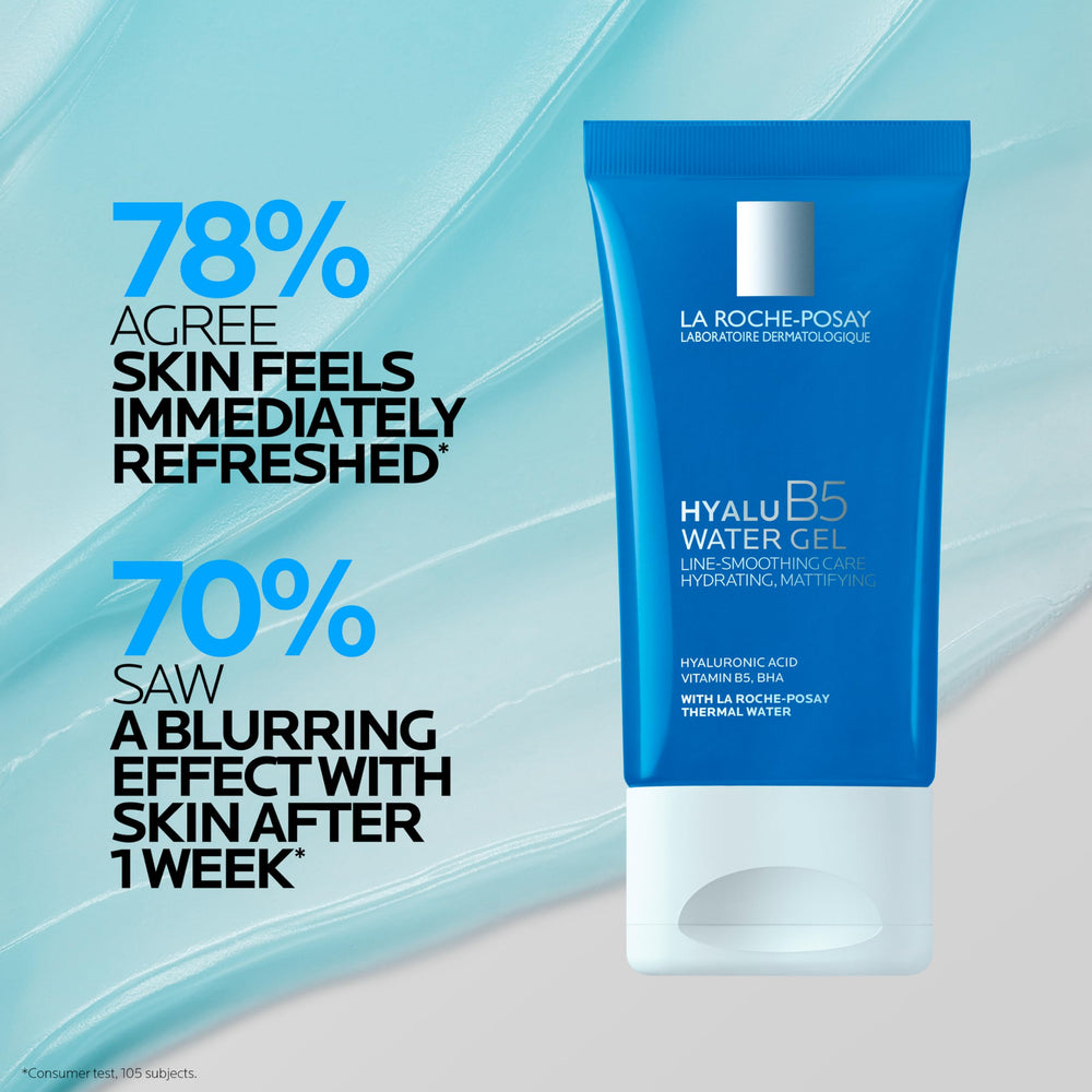 La Roche-Posay Hyalu B5 Water Gel packaging on clean surface signals premium skincare.