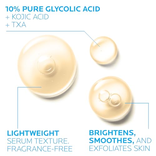 Close-up of kojic acid ingredients suggesting discoloration reduction.