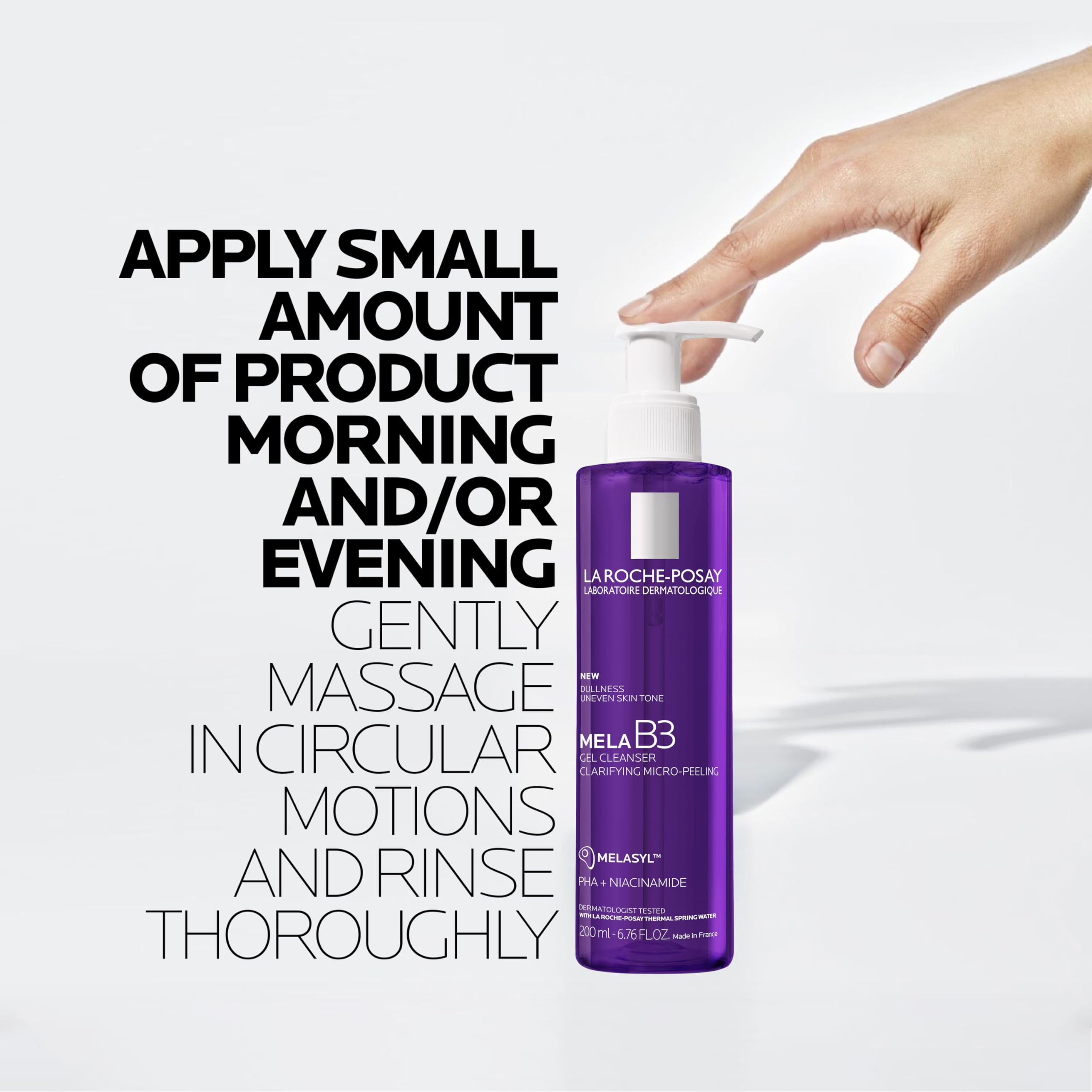 La Roche-Posay Mela B3 Gel Cleanser after-use skin refreshed and smooth.