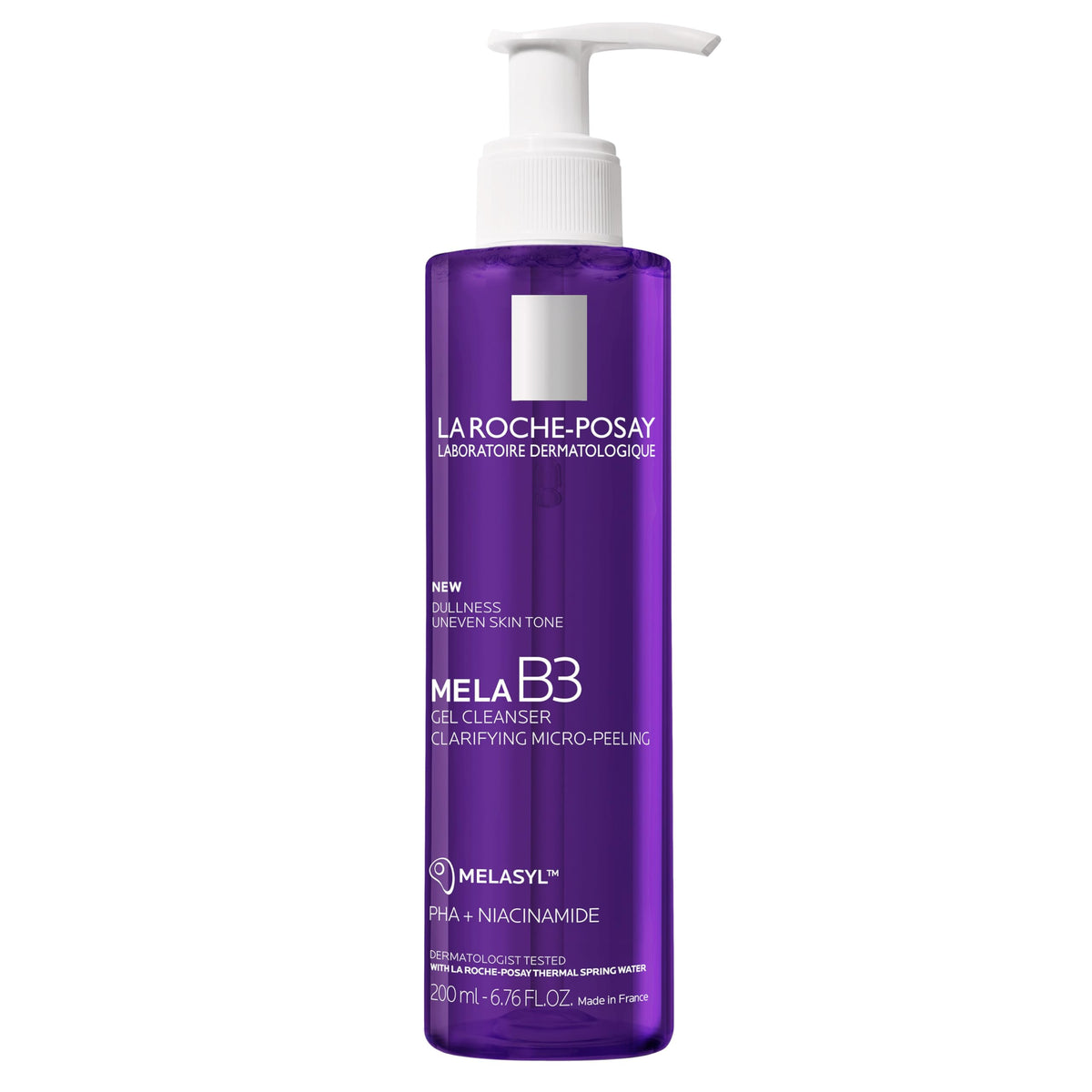 La Roche-Posay Mela B3 Gel Cleanser bottle front for brightening daily cleanse.