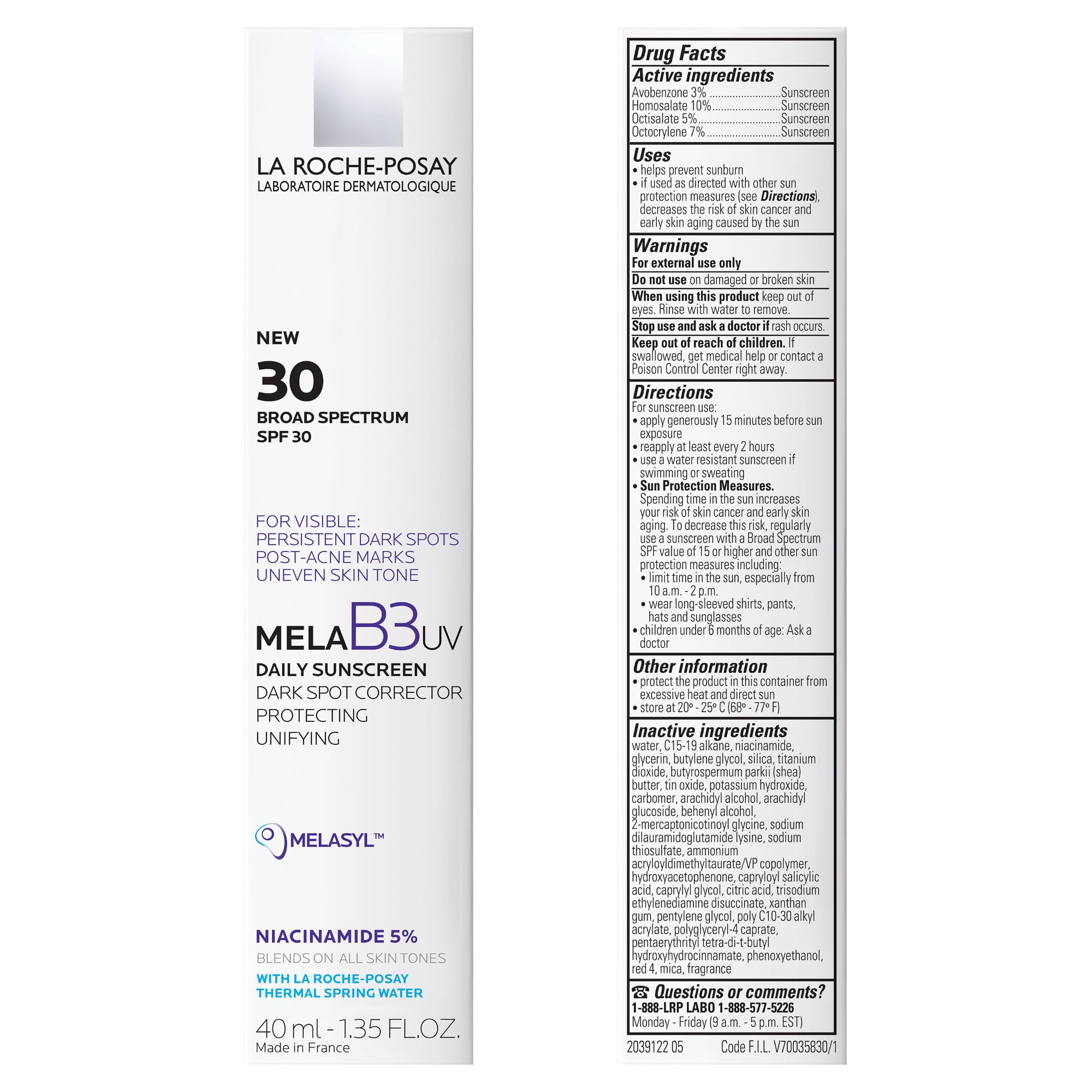 La Roche-Posay Mela B3 SPF 30 brand packaging closeup