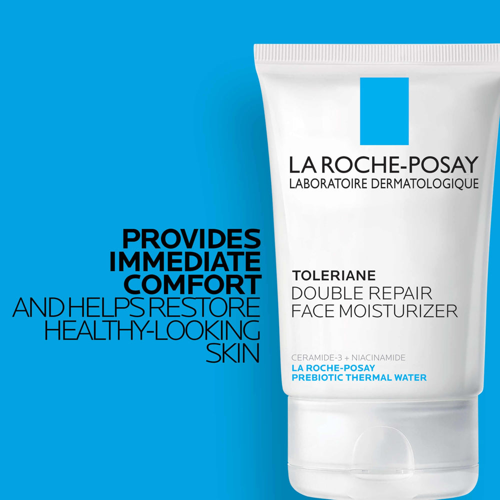 La Roche-Posay Niacinamide soothing action visualization improves complexion.